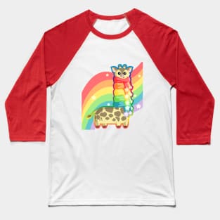 Rainbow Giraffe Baseball T-Shirt